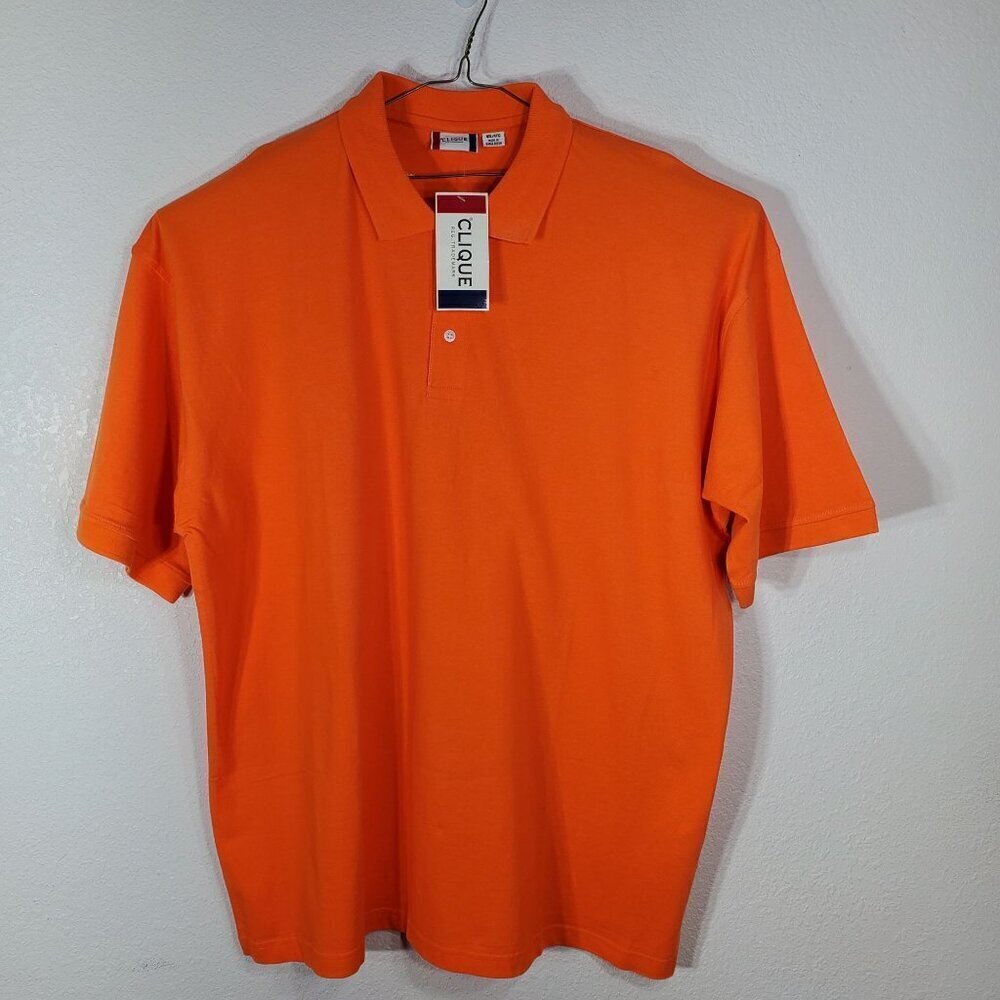 Clique Mens 4XL Orange Cotton Polo Shirt With Collar & Short Sleeves